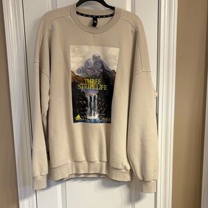 Adidas Men’s Graphic Beige Crewneck Sweatshirt